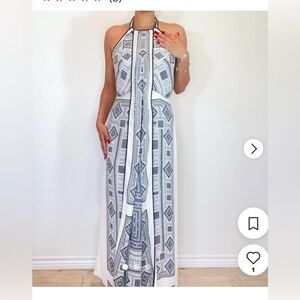 BCBG white & Black Geometric Halter Dress Sz 2